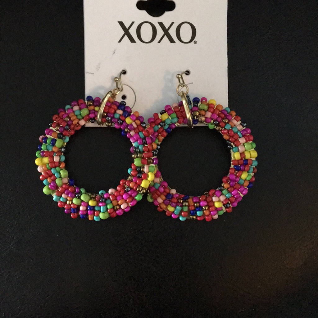 New Xoxo Gold & Beaded Hoops 2.5